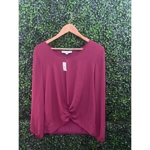 NWT Loft, Long Sleeve, Burgundy Blouse, Women’s Size XS